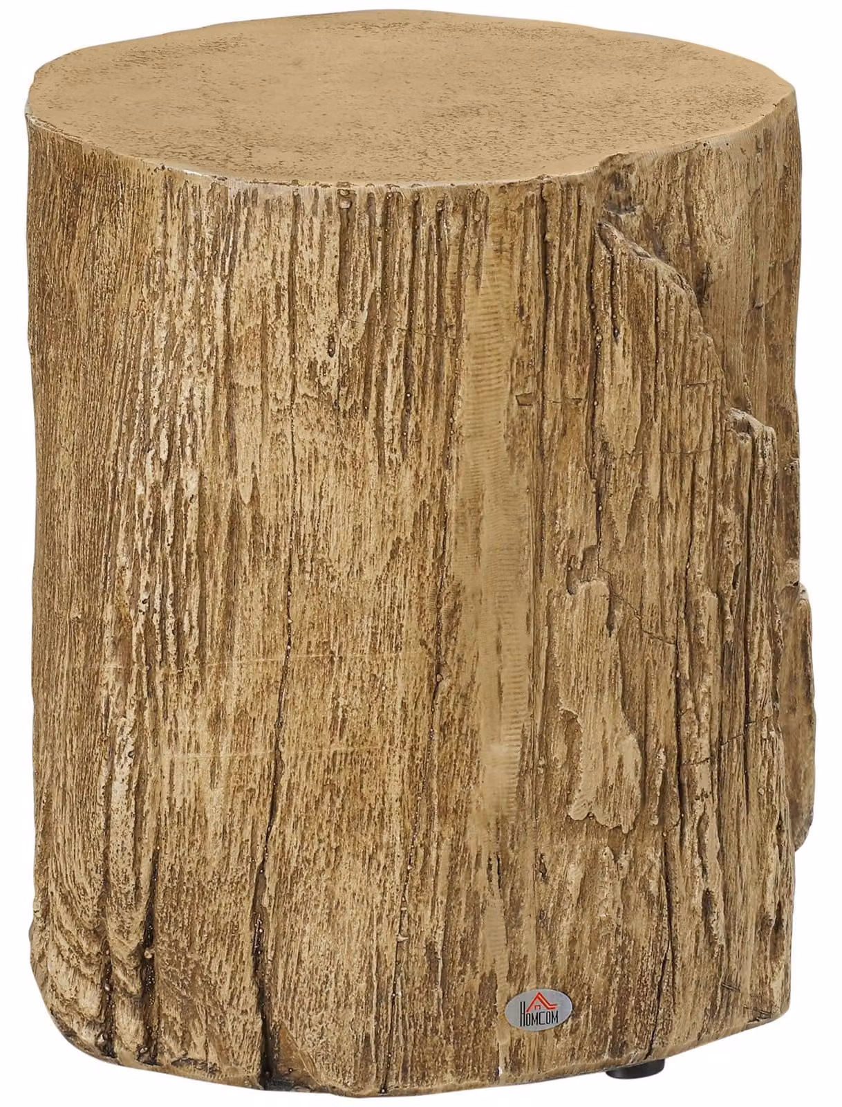 Tavolino Moonbite, aspetto tronco d'albero, diametro 37 cm x altezza 43 cm, realizzato in cemento con rilievo che ricorda la corteccia, verniciato per resistere all'acqua, dotato di 4 piedini regolabili, capacità di carico fino a 90 kg, materiali: cemento