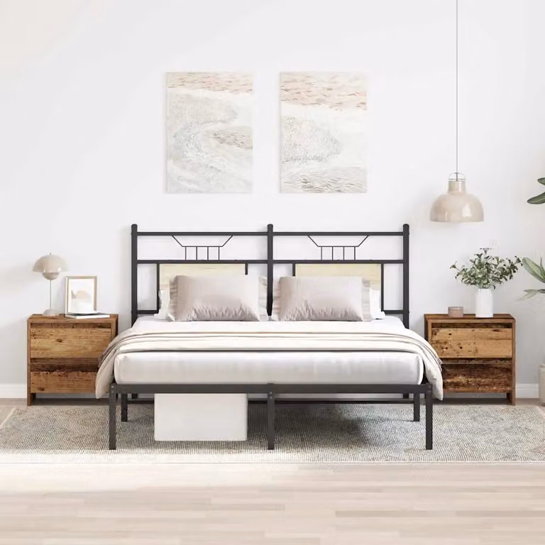 Set di 2 Armadi da Notte vidaXL in Legno Vecchio Marrone L 45 cm x P 34 cm x H 44,5 cm