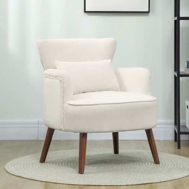 Poltrona Imbottita REDOM con Braccioli in Tessuto Bianco L: 69 cm, P: 69,5 cm, H: 78 cm