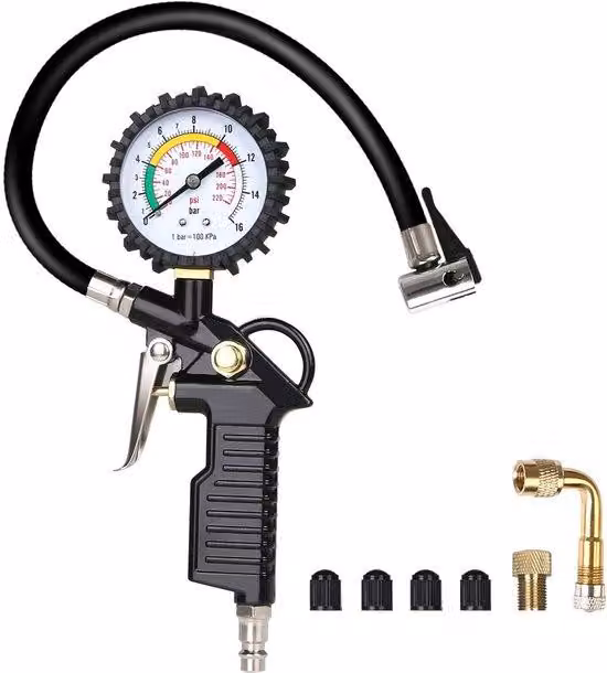 Manometro 220 psi 15 bar multifunzione nero - Accessori per auto