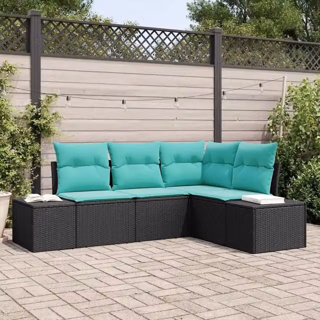 Set Divano da Giardino 4 pz Nero polyrattan 3347046