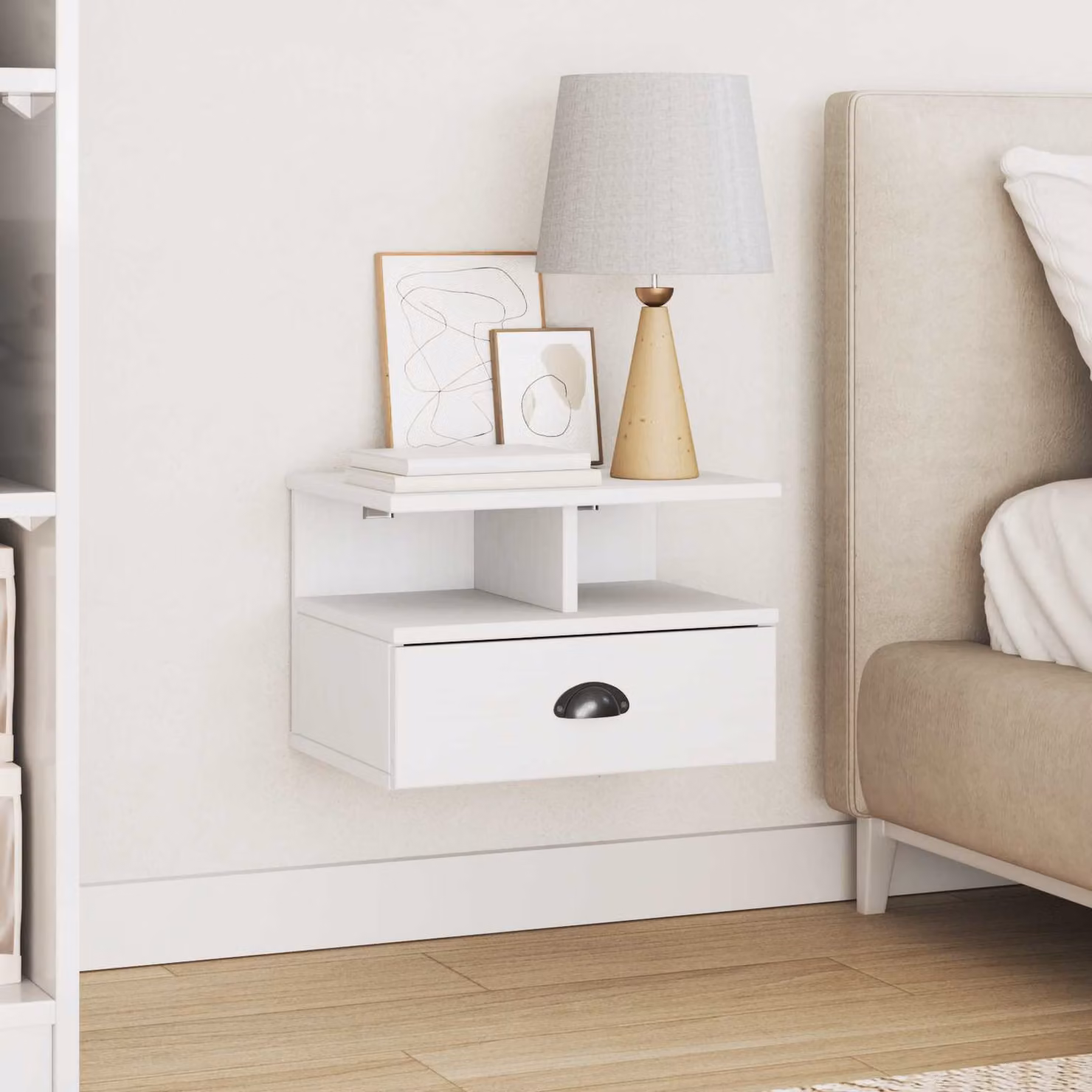 vidaXL Armadio da Notte HILL Bianco con Cassetto, Design Moderno, L/P/H: 40 x 31 x 27 cm