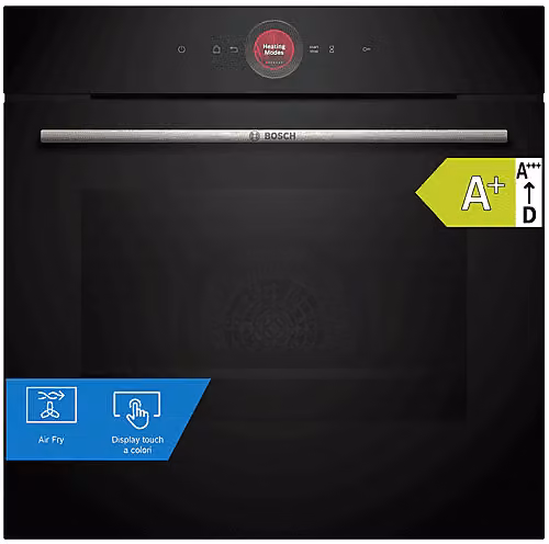 Forno da incasso elettrico Bosch HBG7341B2 Nero, Capacità 71 l, Classe A+, con tecnologia Air Fry, Grill e Smart Home Integration, L: 59,4 cm, A: 59,5 cm, P: 54,8 cm