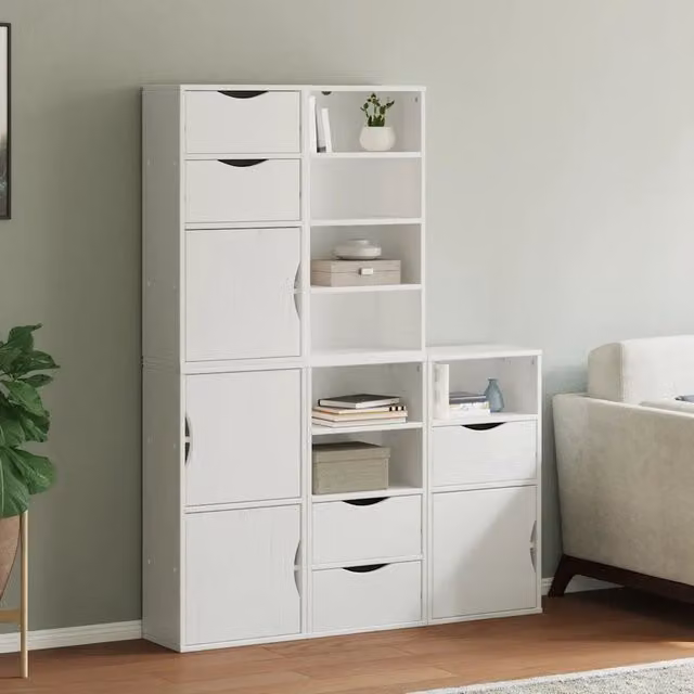 Armadietti Laterali 5 pz ODDA Bianco 40x24x79 cm Legno di Pino 3365363