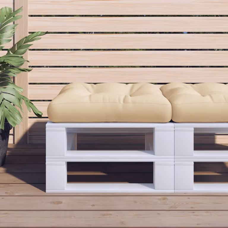 Cuscino per Pallet vidaXL Beige in Poliestere Idrorepellente e Resistente ai Raggi UV L/P/H: 50 x 50 x 12 cm
