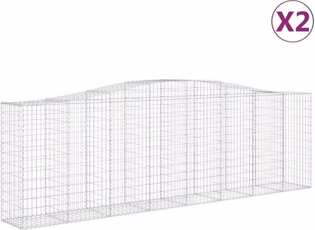 Cesti Gabbioni ad Arco 2 pz 400x50x120/140 cm Ferro Zincato