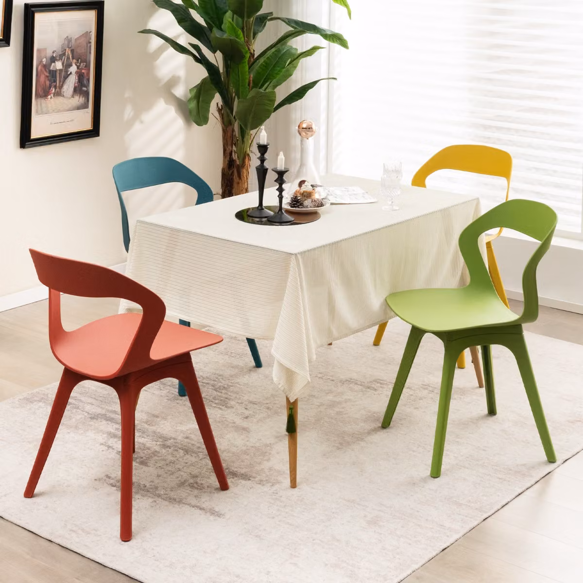 Set di 4 sedie da pranzo moderne Costway multicolore per cucina e soggiorno – 2