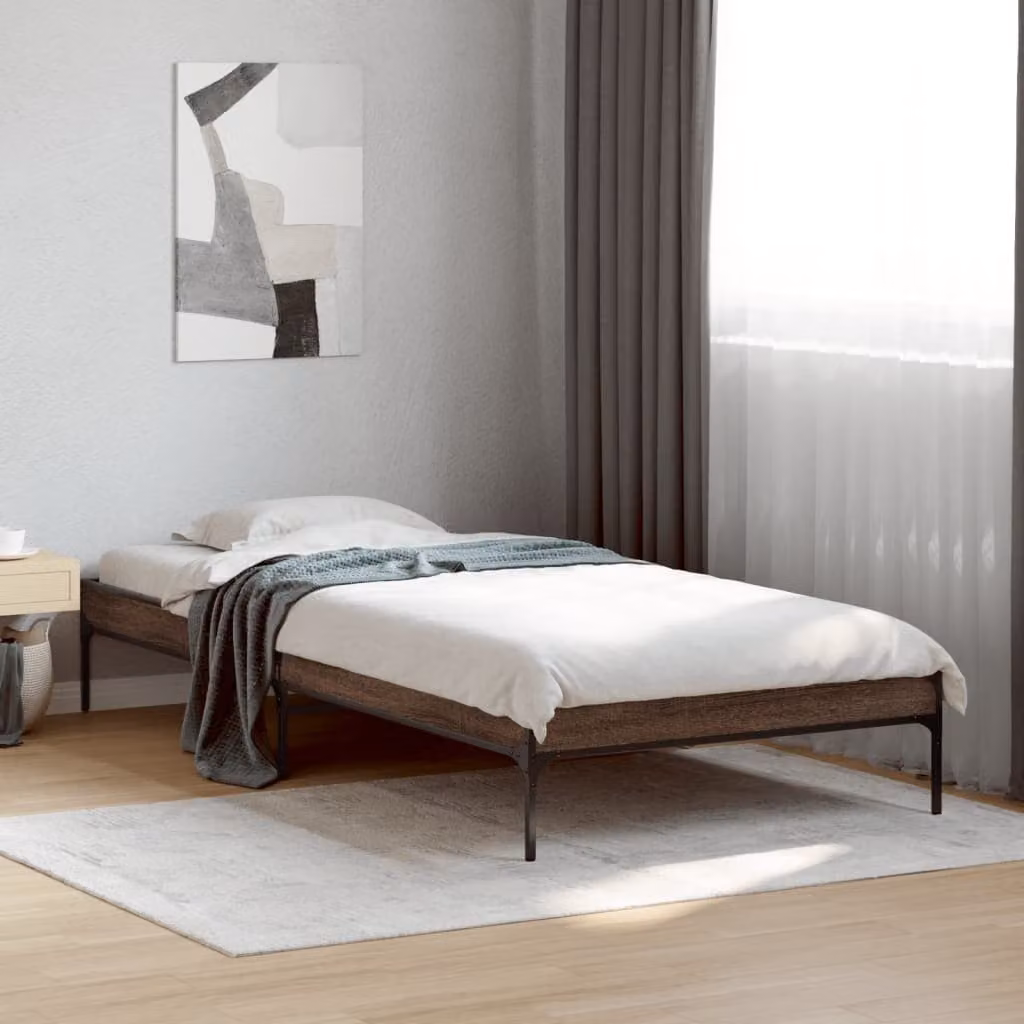 Giroletto vidaXL in legno e metallo colore rovere marrone, L 200 x P 90 x H 30 cm