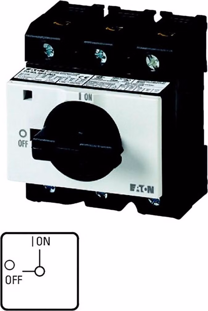 Interruttore ON-OFF Eaton, P3, 100 A, installazione su quadro di distribuzione, tripolare, con levetta nera e piastra frontale, bloccabile in posizione 0 081439