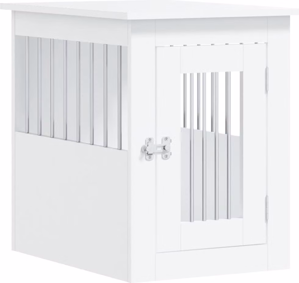 Gabbia Cani da Arredamento Bianca 45x62x59cm Legno Multistrato