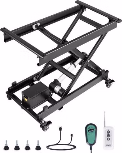 VEVOR Tavolo Elevatore Elettrico a Forbice Singola con Capacità 150 kg, Piattaforma di Sollevamento Regolabile da 200 a 710 mm, Nero