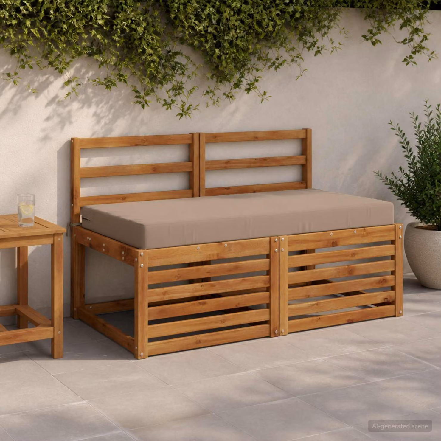 Cuscino per la seduta vidaXL SOEST in poliestere beige con rivestimento lavabile e resistente ai raggi UV