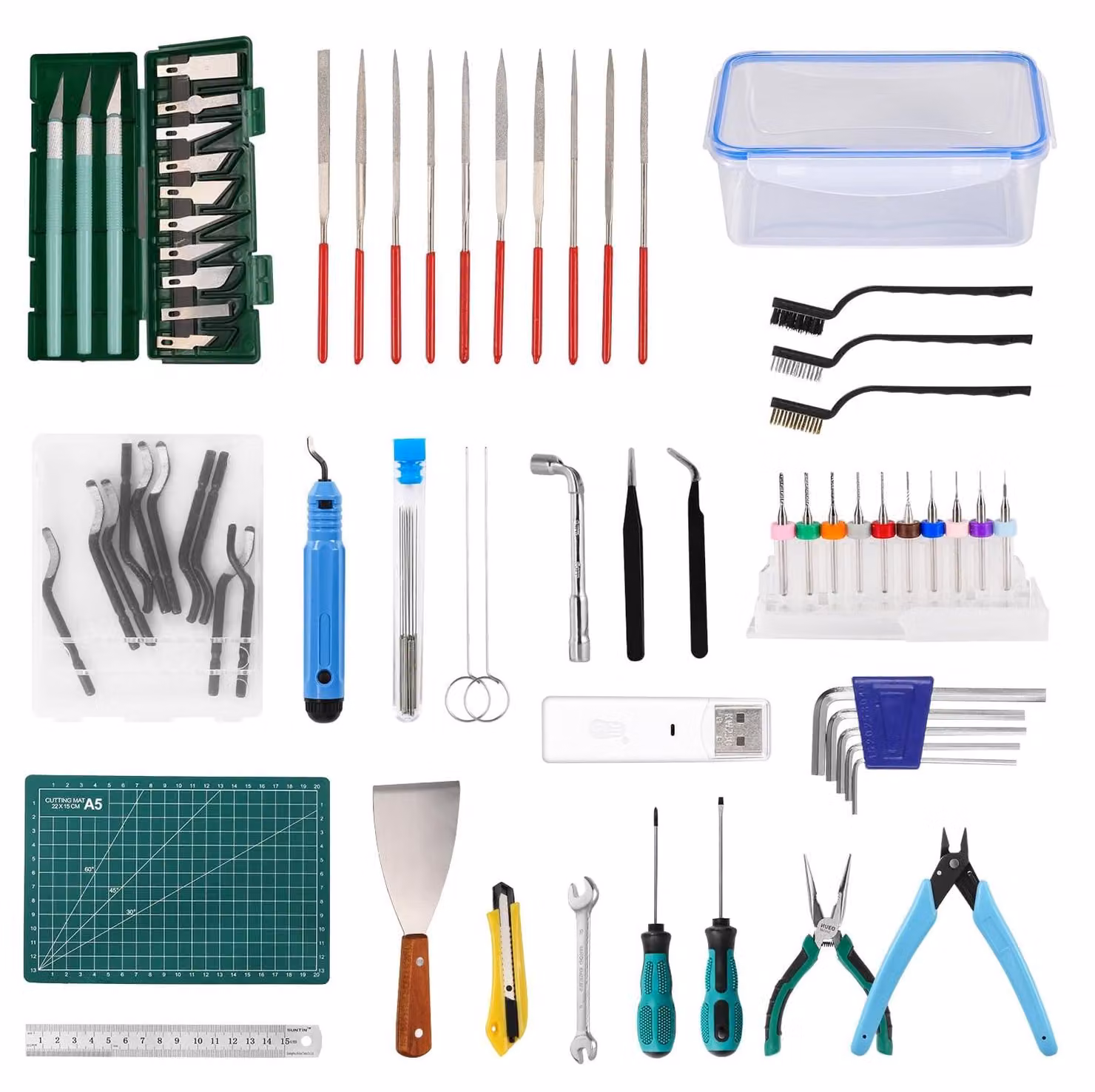 Set di attrezzi per stampanti 3D 78 pezzi - Pulizia ugelli - Pinza e spatola per sbavature - Set di utensili per stampante 3D
