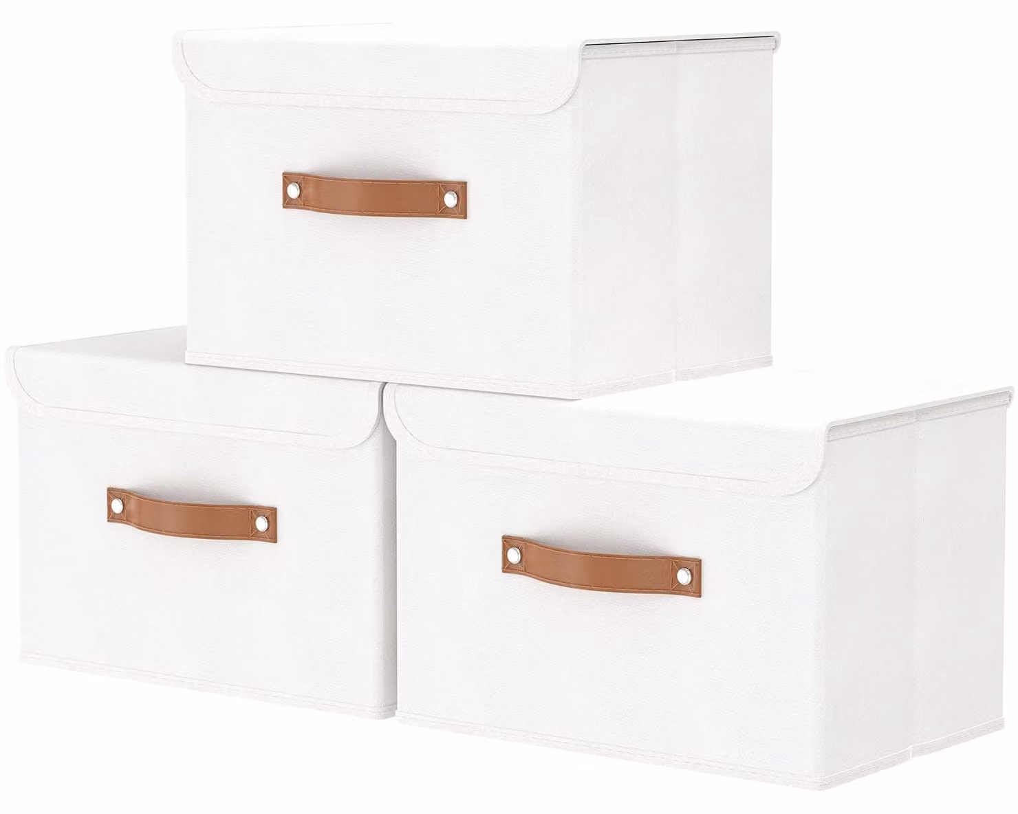 Contenitore con coperchio, 45x30x30 cm, bianco, confezione da 3, per abbigliamento