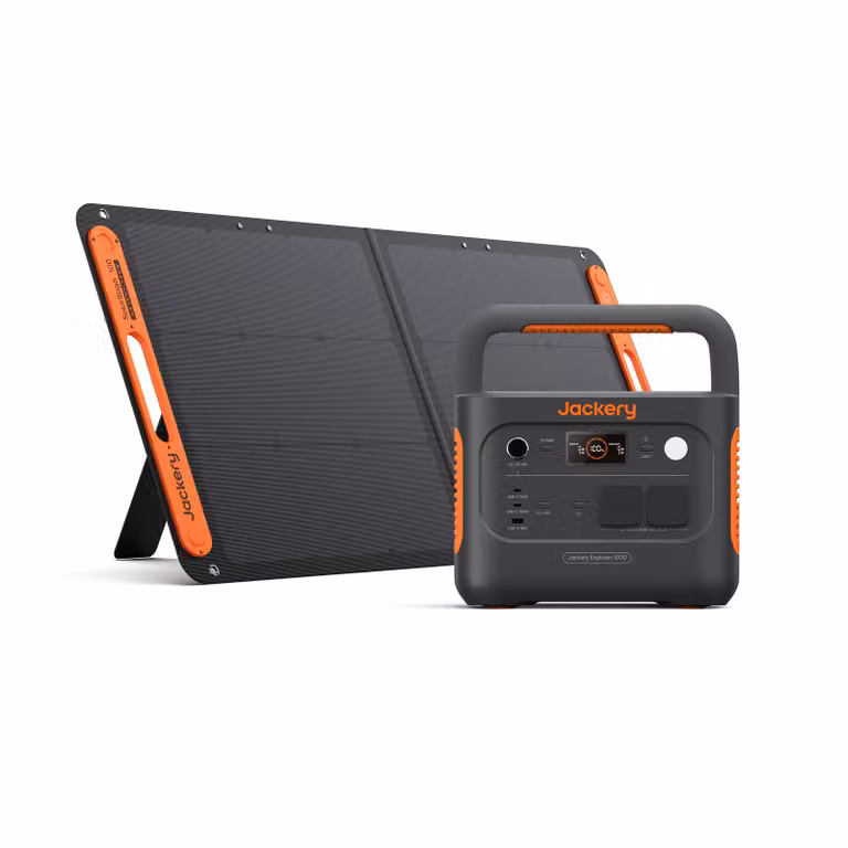 Generatore solare Jackery 1000 v2 con pannello solare da 100W, centrale elettrica portatile LiFePO4 da 1070Wh, uscita 1500W AC/100W USB-C, carica rapida di 1 ora