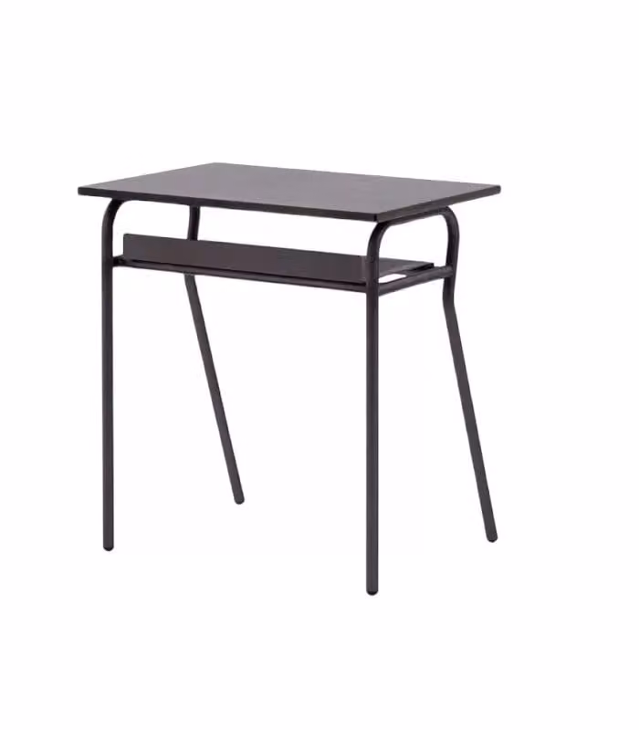 Banco scuola moderno Mobili 2G con piano in melaminato noce invecchiato e struttura in metallo canna di fucile L: 70 cm, P: 50 cm, H: 76,5 cm