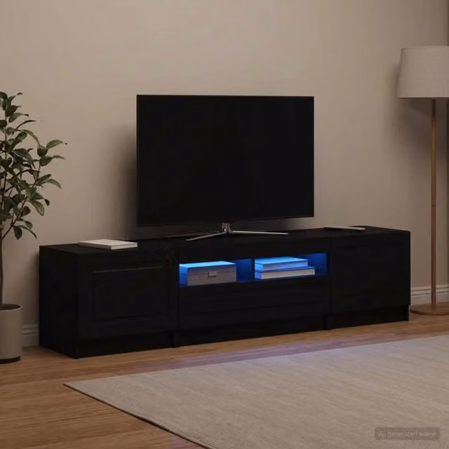 Mobile TV LED UTRECHT 3 pz Nero Legno ingegnerizzato 3417000