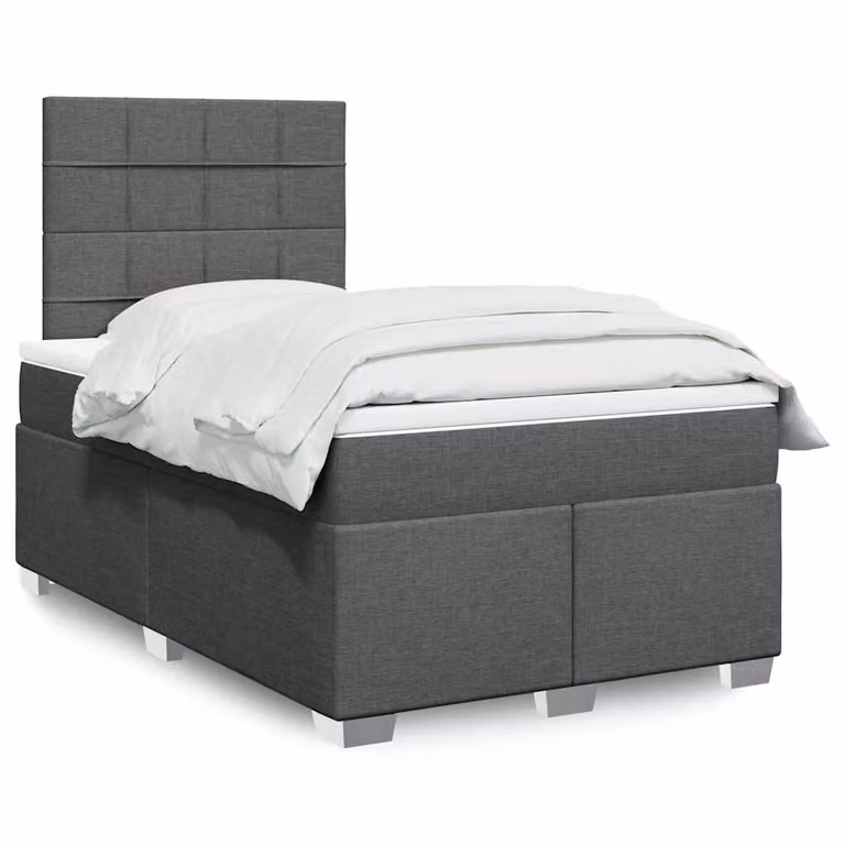 vidaXL Letto Ibrido con Giroletto a Molle e Materasso con Tasche Individuali, Grigio e Bianco, L/P/H: 120 x 200 cm