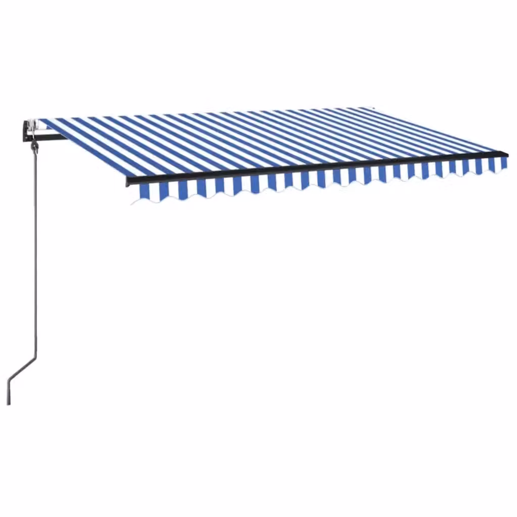 Tenda Automatica VIDAXL con Sensore Vento, LED e Telecomando, L/P: 400 x 350 cm, Blu Bianco Antracite – 2