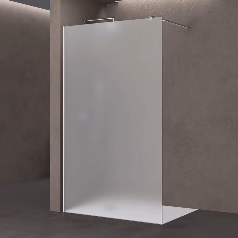 doporro Parete Doccia Walk In 120x200 cm, Box Doccia in Vetro Temperato Satinato 8 mm Anticalcare, con Barra Stabilizzatrice e Profilo Cromato šC Bremen01VS