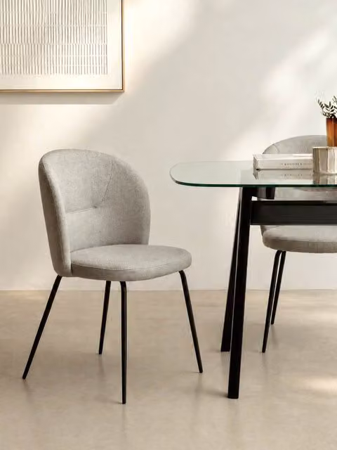 Sedia imbottita Beiz Kenay Home grigio e nero con struttura in metallo per soggiorno e sala da pranzo – 1