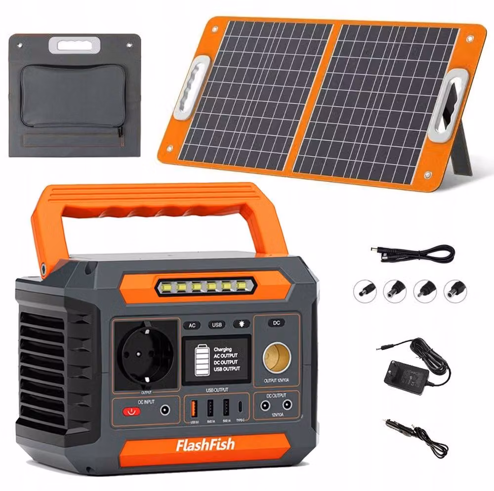 Centralina portatile, con uscita AC da 200W, lunga durata della batteria, modello P66A + pannello solare da 60W