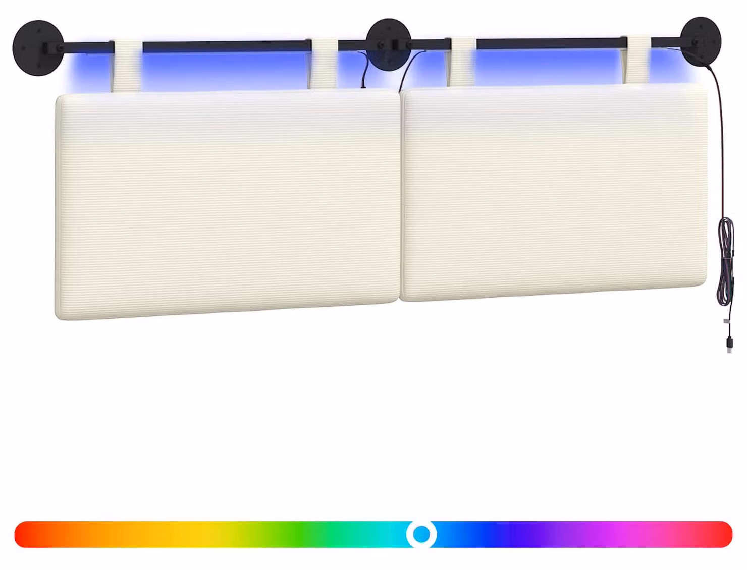 Testiera sospesa Con luce LED Crema Tessuto in Cords