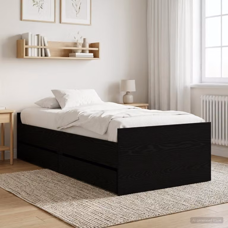 Struttura del letto moderna vidaXL in legno ingegnerizzato color rovere e nero