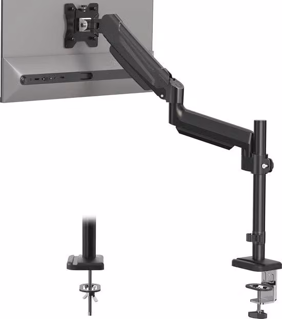 Braccio Ergonomico per Monitor Nero fino a 34 Pollici con Gestione dei Cavi e Supporto VESA Regolabile