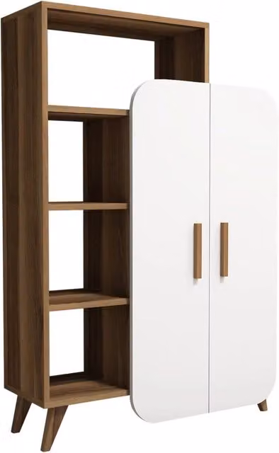 Libreria in legno "Form" 90 x 32 x 132 cm - Noce
