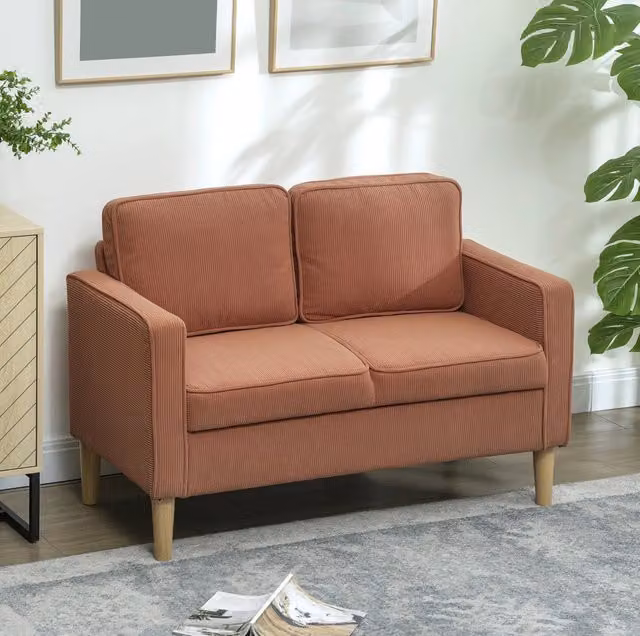 Divano 2 posti ULEVR 117x63x79 cm con vano contenitore, cuscini schienale removibili, arancione