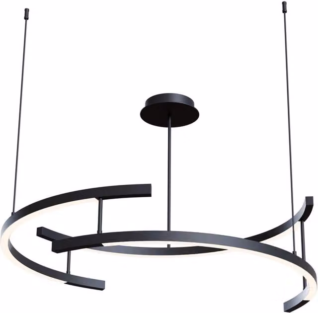 Lampadario A Sospensione Moderno Line Alluminio Nero 3 Led 52W