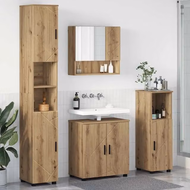 Set di mobili per il bagno 4 pz Rovere artigianale 3392972