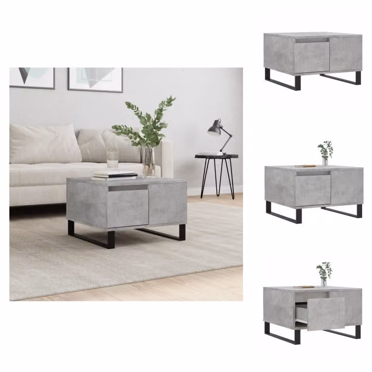 vidaXL Tavolino da caffè grigio cemento 55x55x36,5 cm in legno - Tavolini da caffè