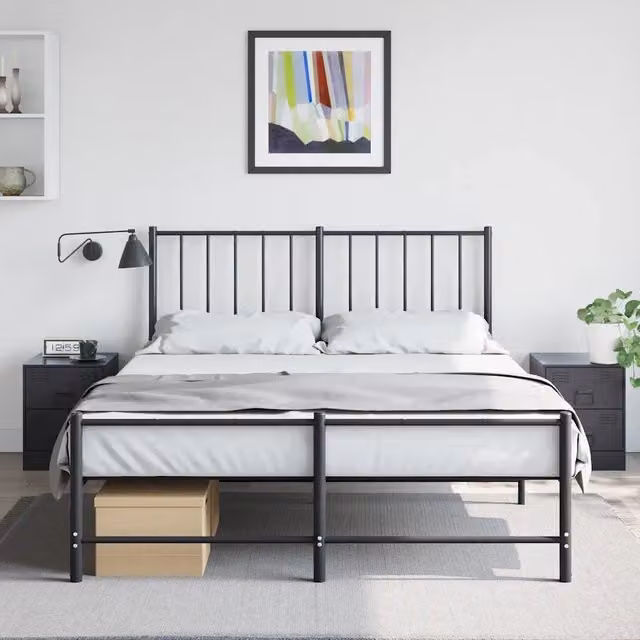 Set di 2 comodini moderni Design Mania in metallo nero opaco L/P/H: 34,5 x 39 x 44 cm