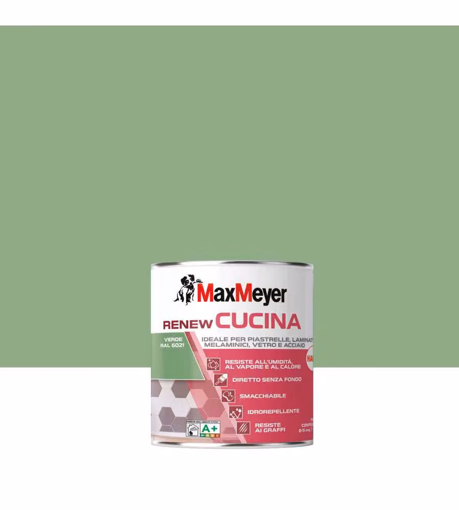 MaxMeyer Smalto All'Acqua Satinato Verde Ral 6022 0,75L per Cucina