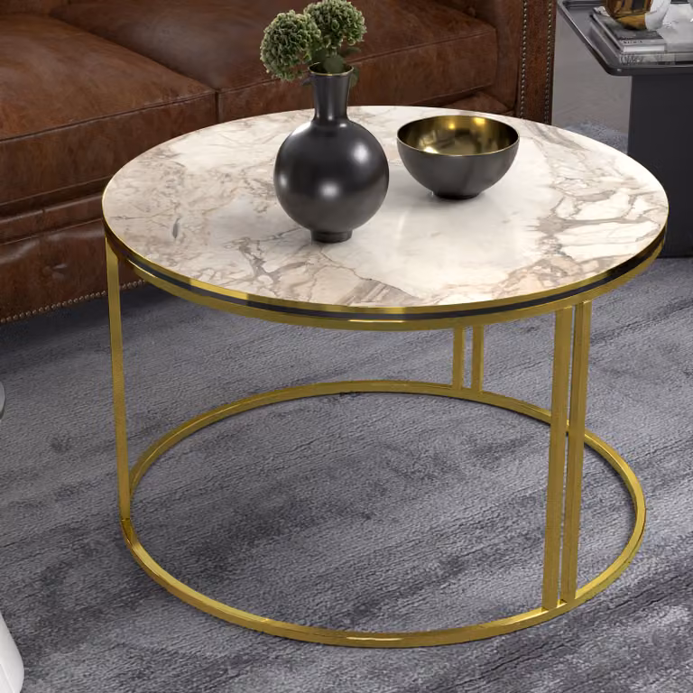 Tavolino 'Aulum' 50 x 70 cm marmo, bianco / oro