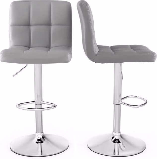 Set di 2 sgabelli da bar Design Mania in ecopelle grigia con altezza regolabile e rotazione a 360 gradi – 1