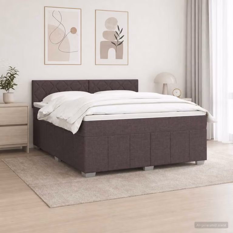 Letto box spring con materasso a molle insacchettate vidaXL, Marrone, L 180 x P 200 cm