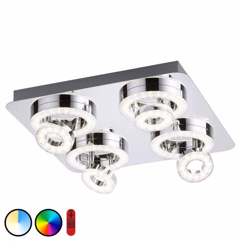 LOLA Smart Plafoniera smart Tim, dimmerabile, Cromo / Argento, Soggiorno / Sala da pranzo, Metallo, Moderno