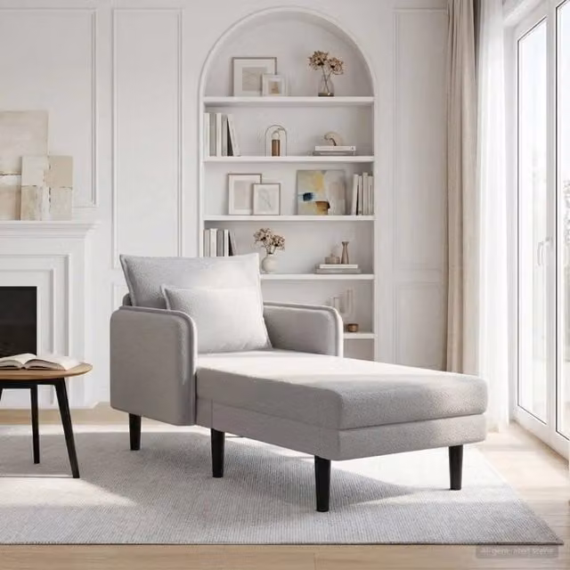 Chaise longue oversize moderna vidaXL in tessuto bouclé grigio con cuscini inclusi L: 173 cm, P: 84 cm, H: 86 cm