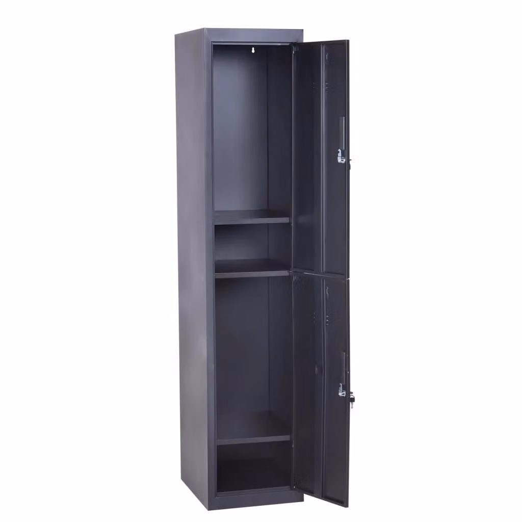 Armadietto Spogliatoio Metallico XYLO con 2 Ante e Serratura, Nero, L/P/H: 38 x 46 x 180 cm – 2