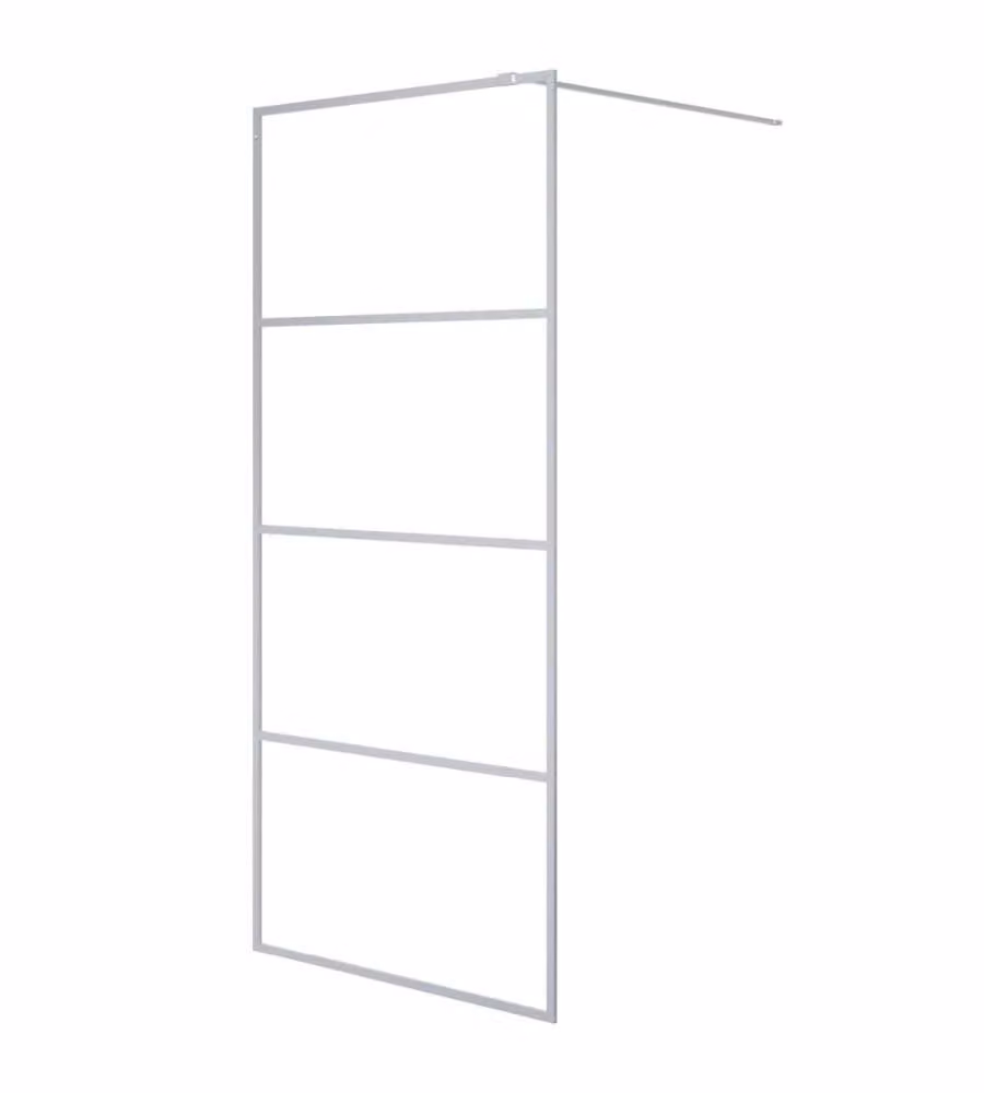 Parete Doccia Walk in vidaXL Argento con Vetro Trasparente ESG L: 90 cm, H: 195 cm