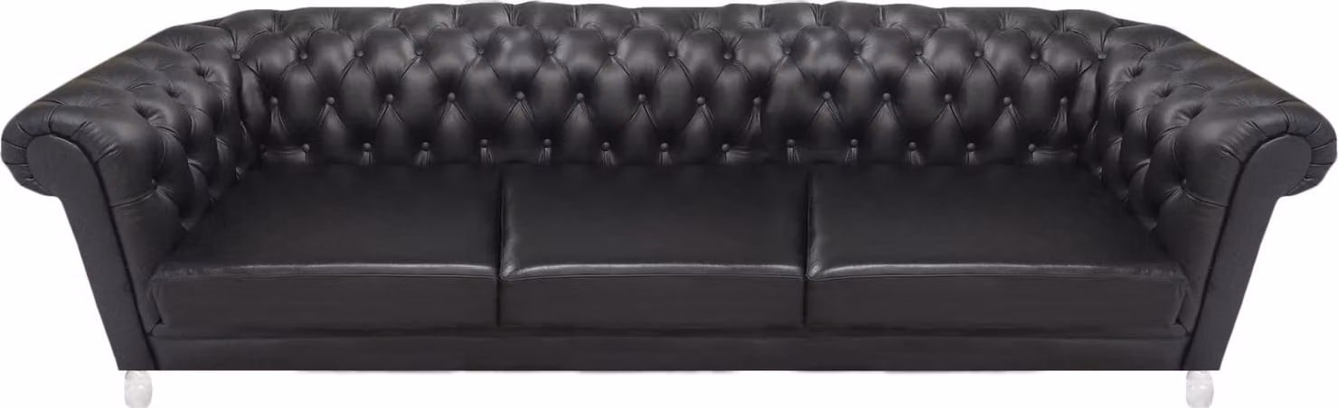 Chesterfield Schwarzes Edles Ledersofa Designer Wohnzimmer Polstercouch