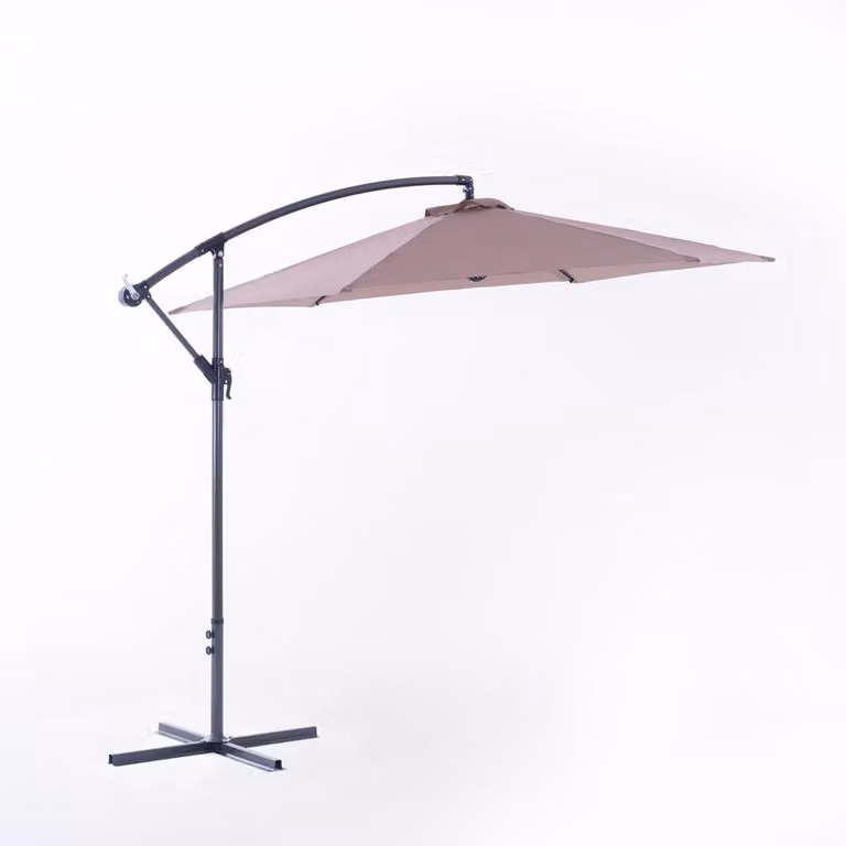 Ombrellone esagonale laterale Ø 290 cm in alluminio con telo impermeabile e apertura a manovella – design elegante e robusto per giardino e terrazza – PONENTE – Taupe