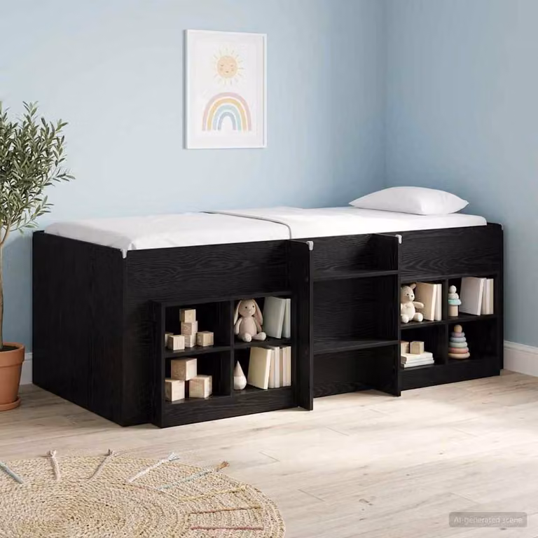 Letto alto singolo per bambini vidaXL in legno nero L: 100 cm, P: 200 cm, H: 120 cm