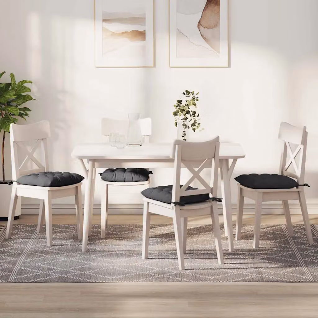 Set di 4 cuscini per seduta quadrati vidaXL in tessuto corduroy grigio, L 40 x P 40 x H 4 cm