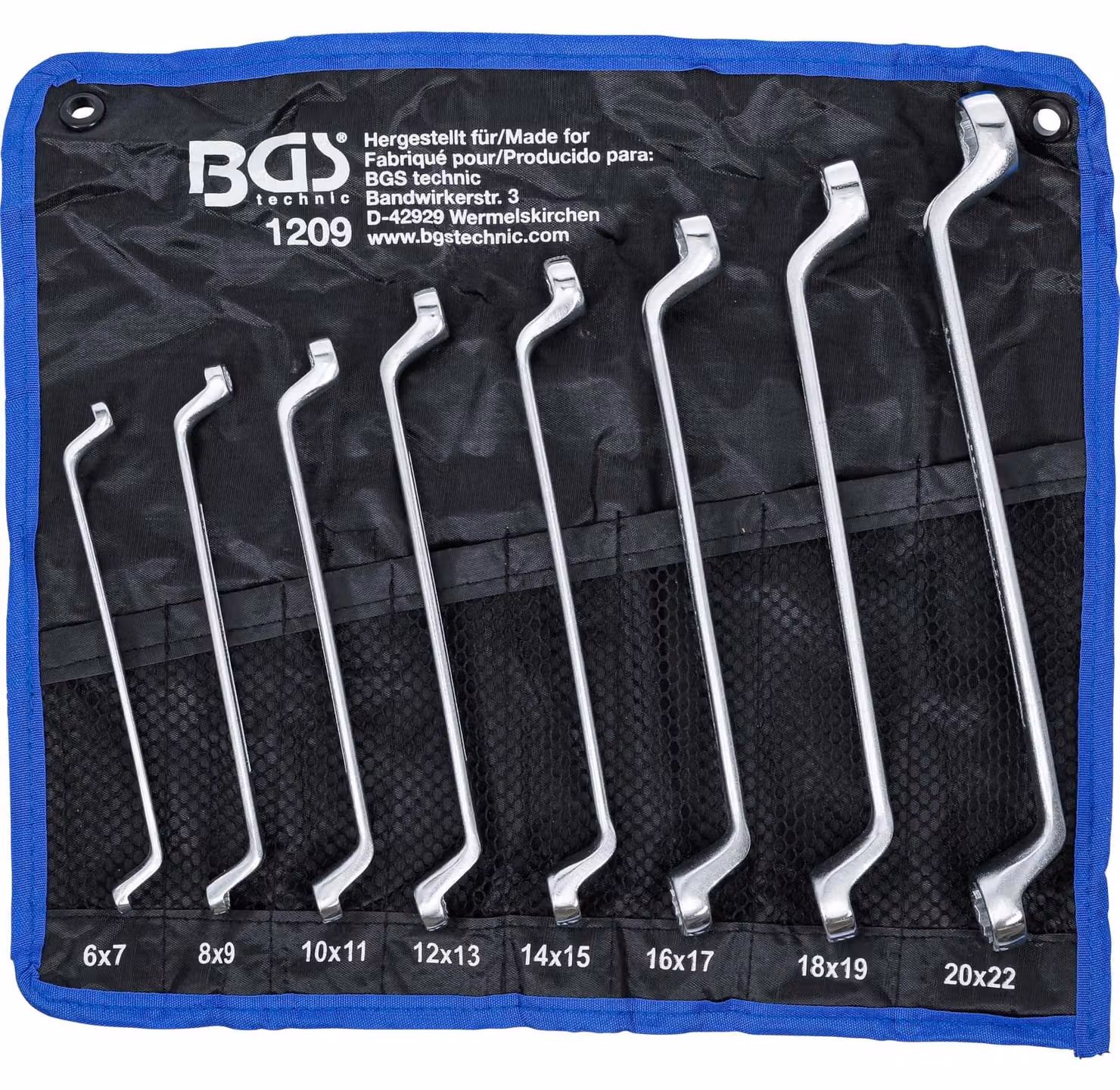 Set di chiavi a bussola a due bocche – a profilo profondo – da 6 x 7 a 20 x 22 mm – 8 pezzi
