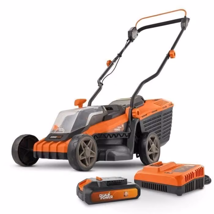 Tosaerba a batteria, 20 V, larghezza di taglio 34 cm, Dual Power POWDPGLWS1, batteria da 4 Ah e caricabatterie, motore brushless