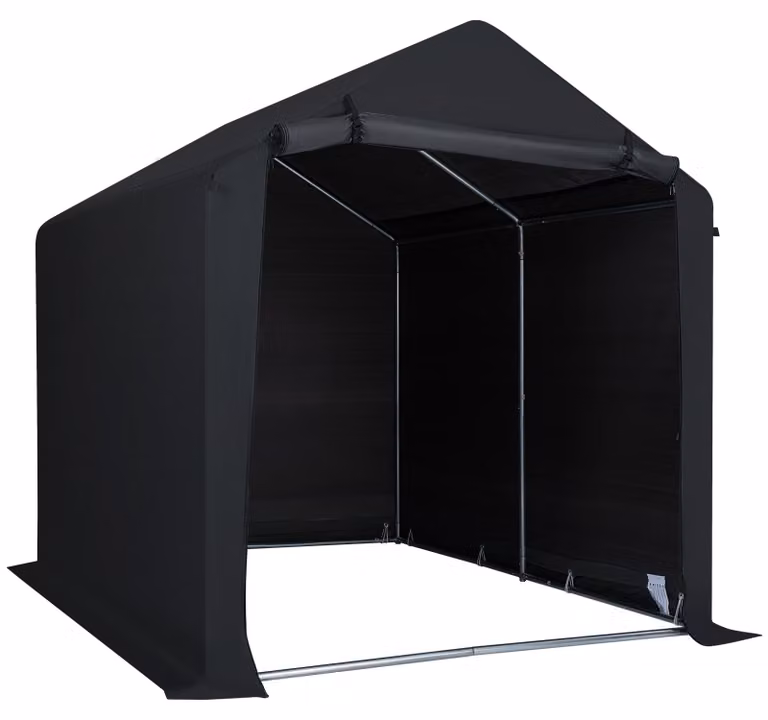 COSTWAY, garage per biciclette impermeabile, capanno per attrezzi con porta a rullo e cerniera e struttura in metallo, tenda per il deposito di attrezzi e mobili da giardino, dimensioni 158x218x177 cm
